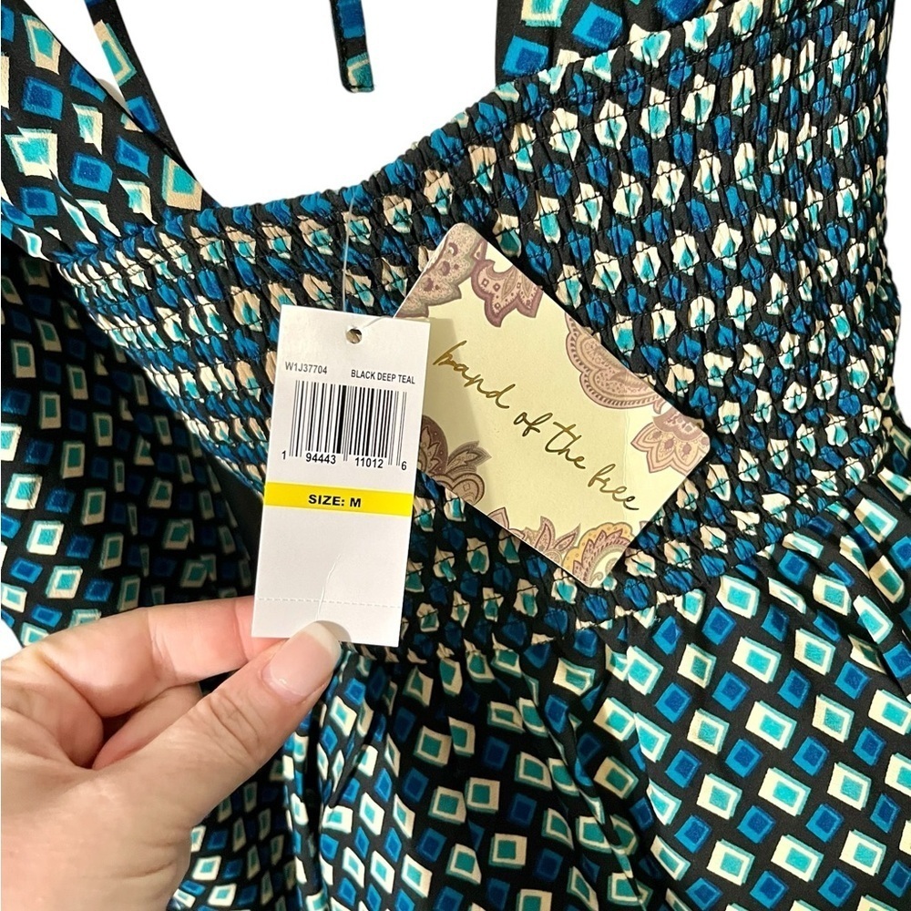 Band of The Free Genevieve Diamond Long Sleeve Mini Dress Size Medium Teal - Picture 5 of 7